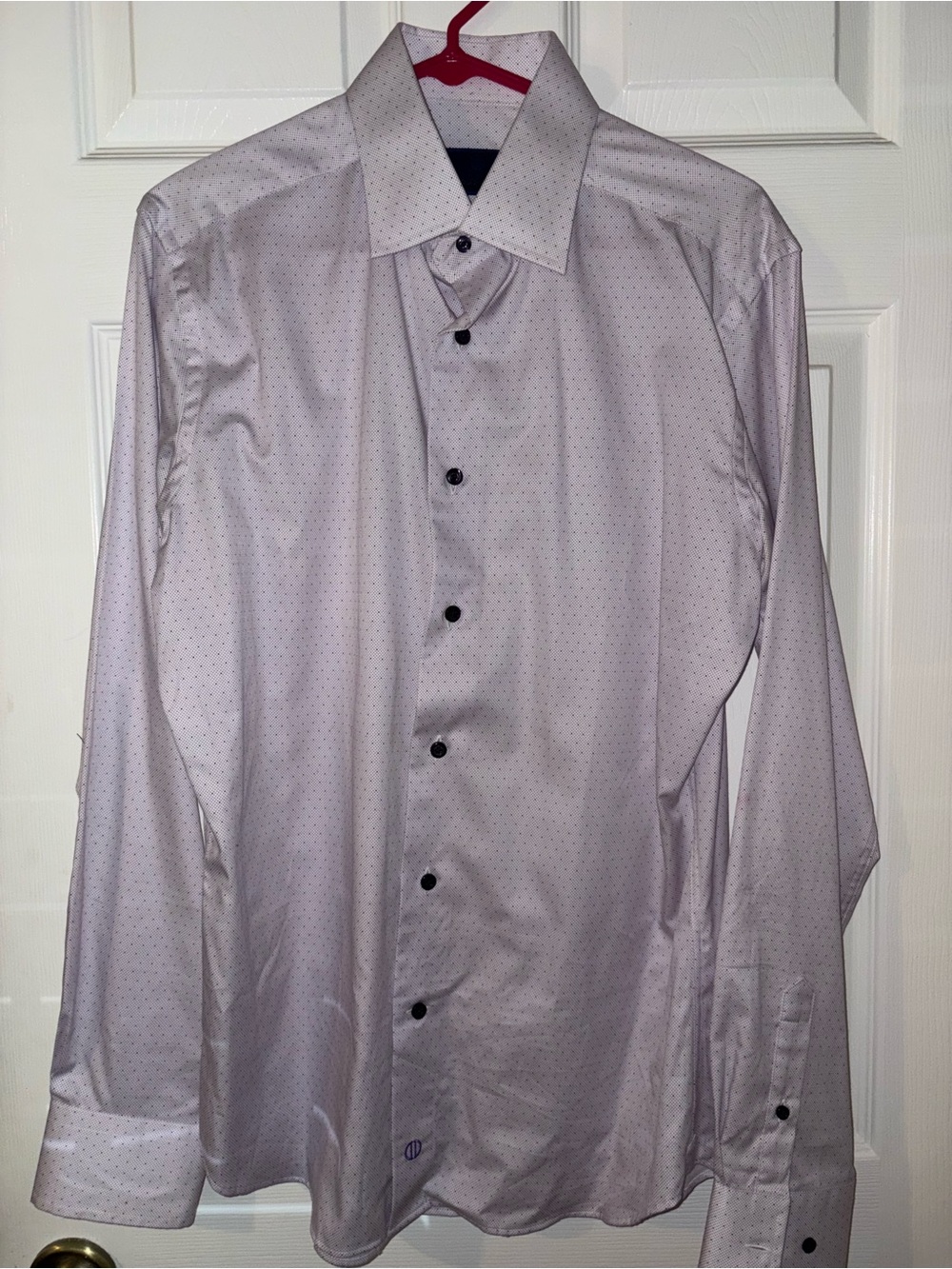 David Donahue Lavender Dot Long-Sleeve Dress Shirt